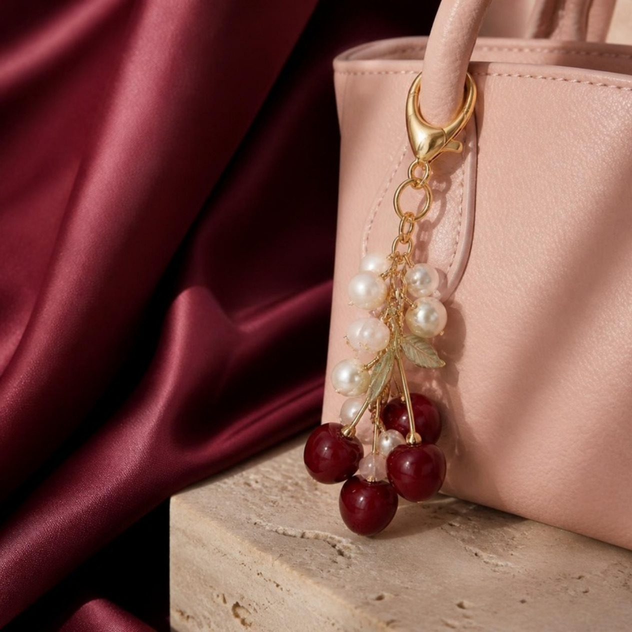 Cherry Pearl Bag Charm